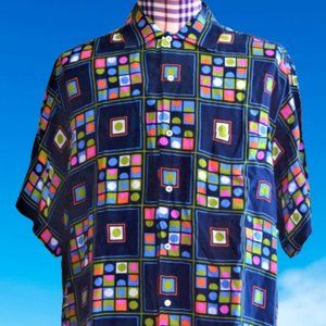 $1100 Brioni Mens XL Rayon Sport Shirt Gambler Reckless Behavior Casino Italy